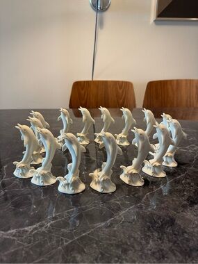 Lenox Porcelain Jumping Dolphin Figurines - Set of 15